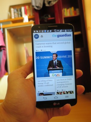 This is the phone I currently own and use. Note the almost bezel-less screen. 